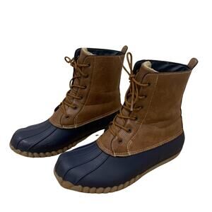 BareTraps, Women's Falin Waterproof Duck Boots, 8M, Brown, Navy